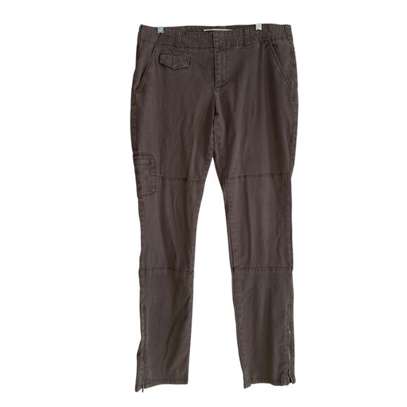 Anthropologie Daughters of Liberation Brown Zip Ankle Straight Cargo Pants Sz 34 - Picture 1 of 16